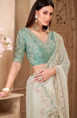 Off white georgette embroidered -saree 2