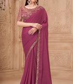 Mauve georgette embroidered -saree