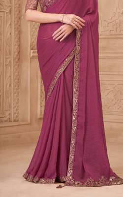 Mauve georgette embroidered -saree 4