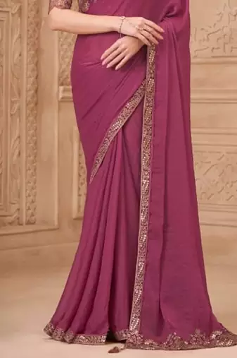 Mauve georgette embroidered -saree