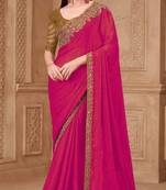 Magenta georgette embroidered -saree