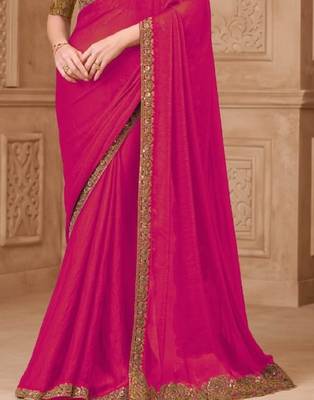 Magenta georgette embroidered -saree 4