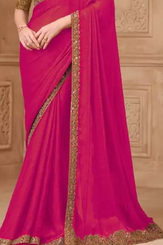 Magenta georgette embroidered -saree