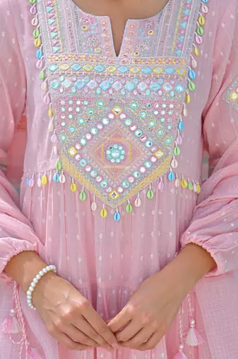 Women's Gorgeous Embroidery Work Flex Cotton Fabric Flared Anarkali Pant and Dupatta Set
