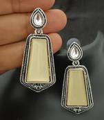 Cream monalisa cz stones silver plated earrings set