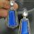 Blue monalisa cz stones silver plated earrings set