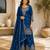 Blue embroidered silk palazzo suit with dupatta