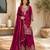 Wine embroidered silk palazzo suit with dupatta