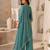 Turquoise blue silk embroidered kurta pant set with dupatta