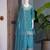 Turquoise blue silk embroidered kurta pant set with dupatta