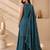 Teal blue embroidered georgette straight kurta with palazzo and dupatta set