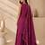 Wine embroidered georgette straight kurta with palazzo and dupatta set