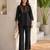 black embroidered cotton co-ord set for women