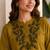 Mustard green embroidered cotton co-ord set for women