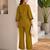 Mustard green embroidered cotton co-ord set for women