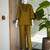 Mustard green embroidered cotton co-ord set for women