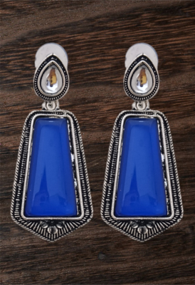 Blue monalisa cz stones silver plated earrings set 2