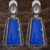 Blue monalisa cz stones silver plated earrings set
