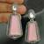 Pink monalisa cz stones silver plated earrings set
