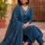Ready-to-wear dark blue chinon salwar suit set with thread and sequence work set