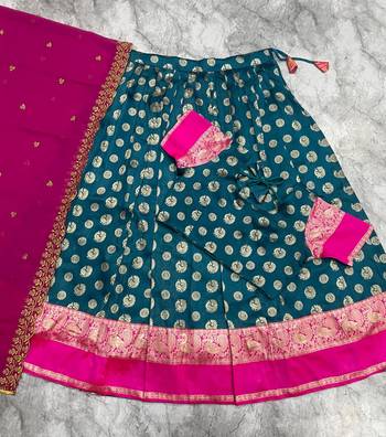 Peacock Blue Banarasi Silk Ethnic Lehenga Choli for Festivals and Weddings 2