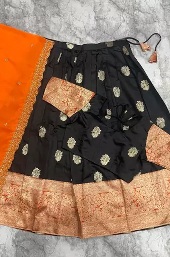 Elegant Black Border Work Festive Chaniya Choli Set for Women