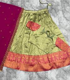 Pista Green Jacquard Silk Traditional Lehenga Choli with Deep Magenta Dupatta