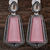 Pink monalisa cz stones silver plated earrings set
