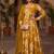 Mustard yellow floral printed anarkali kurta with pant and dupatta