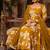 Mustard yellow floral printed anarkali kurta with pant and dupatta
