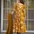 Mustard yellow floral printed anarkali kurta with pant and dupatta
