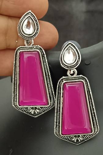 Ruby monalisa cz stones silver plated earrings set