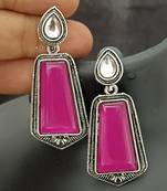 Ruby monalisa cz stones silver plated earrings set