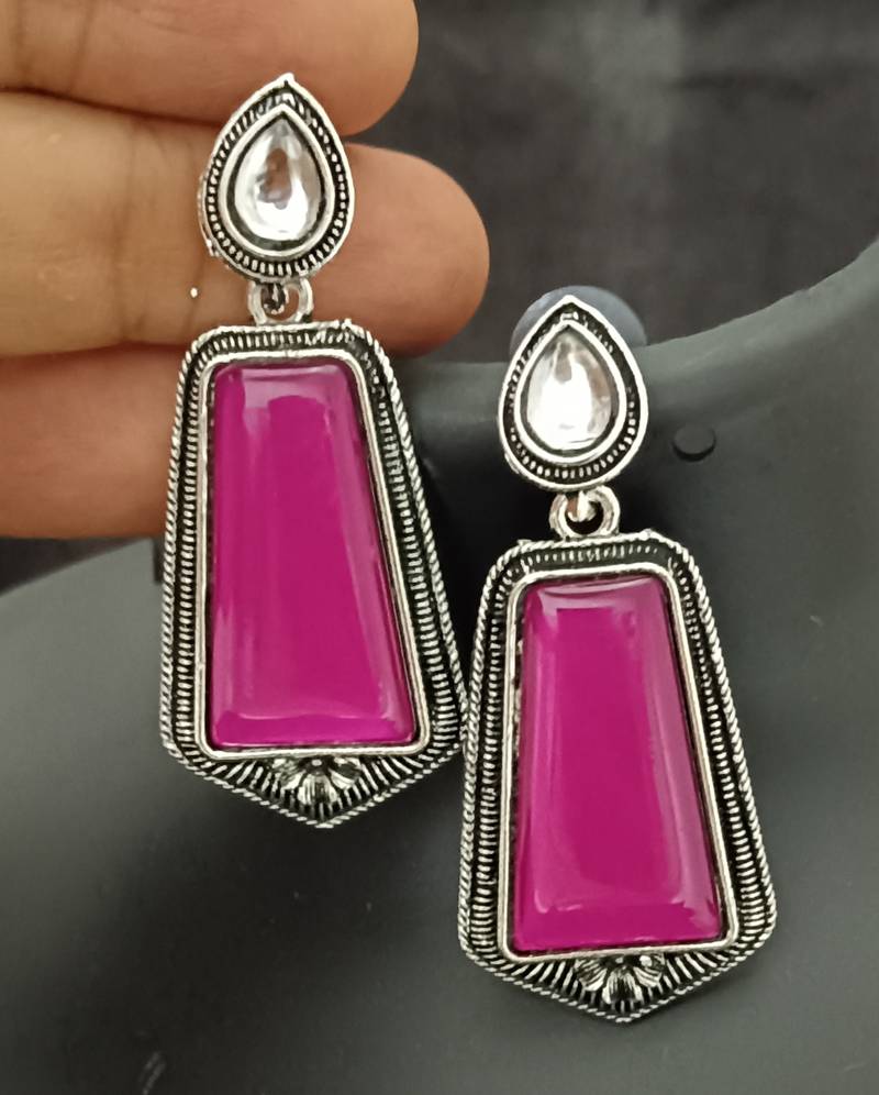 Ruby monalisa cz stones silver plated earrings set