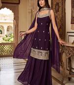 Elegant purple ethnic suit set with dupatta
