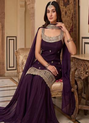  purple ethnic suit set with dupatta 2