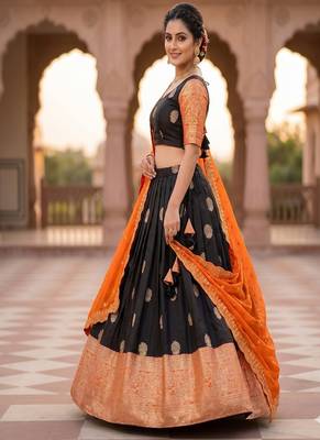 Elegant Black Border Work Festive Chaniya Choli Set for Women 3