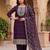 Deep wine embroidered straight kurta with pant and dupatta