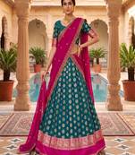 Peacock Blue Banarasi Silk Ethnic Lehenga Choli for Festivals and Weddings