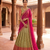 Pista Green Jacquard Silk Traditional Lehenga Choli with Deep Magenta Dupatta