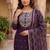 Deep wine embroidered straight kurta with pant and dupatta