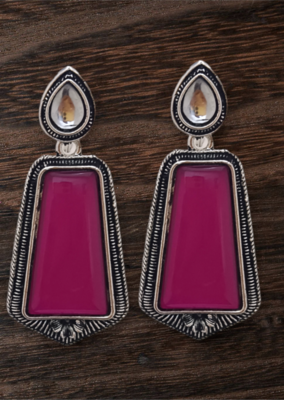Ruby monalisa cz stones silver plated earrings set 2