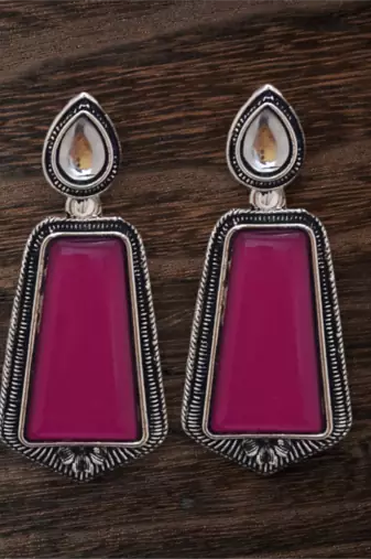 Ruby monalisa cz stones silver plated earrings set