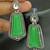 Green monalisa cz stones silver plated earrings set