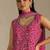 Cherry color digital printed embroideried faux georgette semi stitched salwar suit