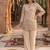 Off-white embroidered straight kurta with pant set