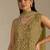 Yellowish green color digital printed embroideried faux georgette semi stitched salwar suit