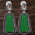 Green monalisa cz stones silver plated earrings set