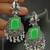 Green monalisa cz stones bird silver replica earrings set