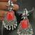 Red monalisa cz stones bird silver replica earrings set